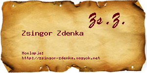 Zsingor Zdenka névjegykártya
